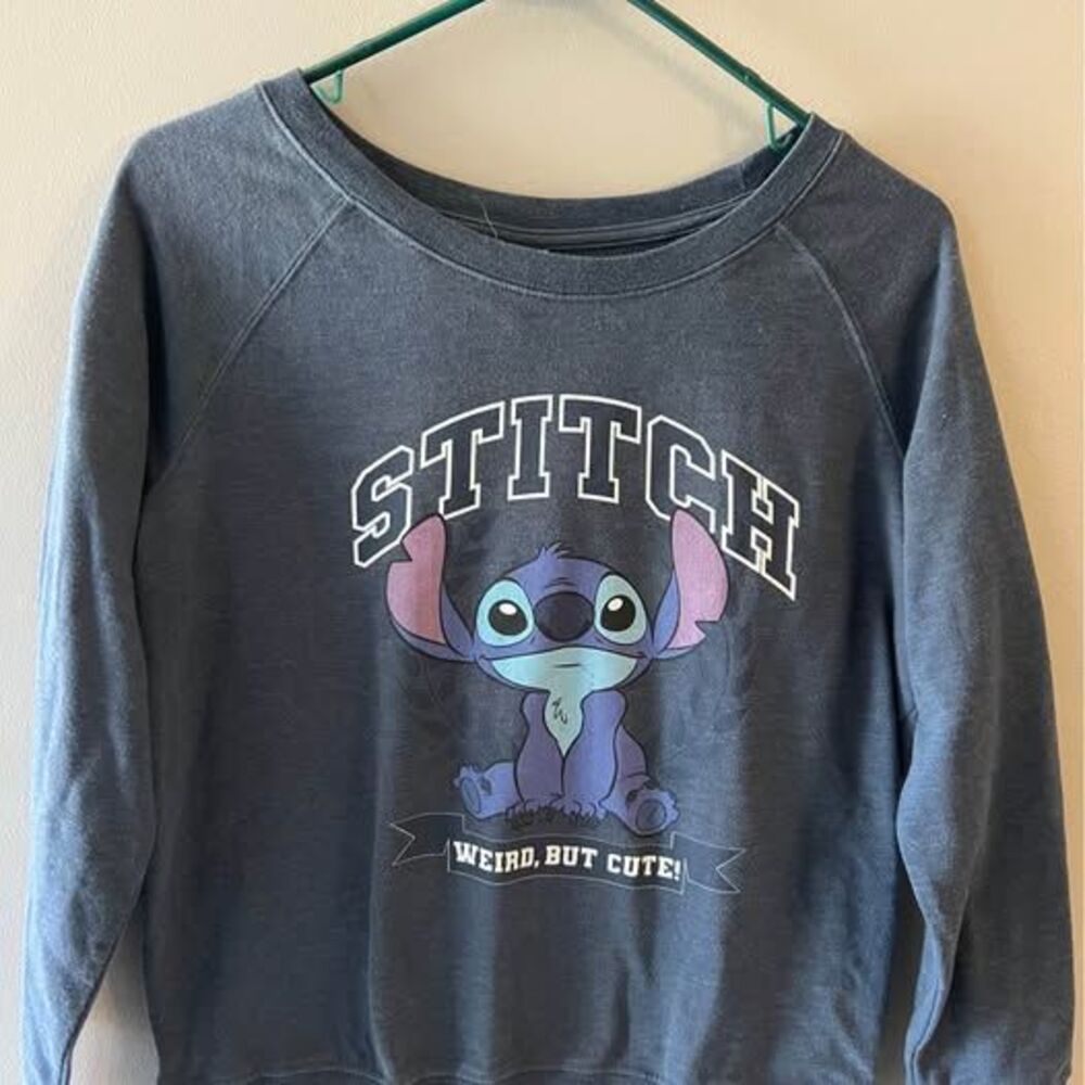 Disney Lilo & Stitch "Weird But Cute" Blue pullover sweatshirt Women's Small